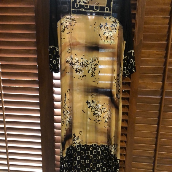 BOHO Ethnic Long Rayon Vintage Duster Style Dress - Picture 2 of 4